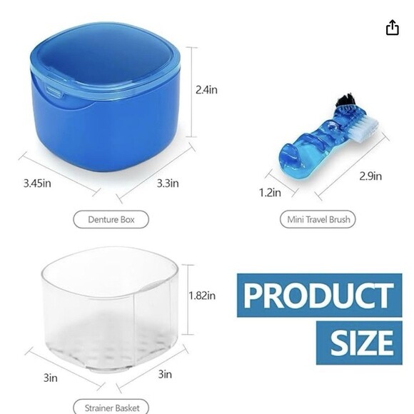 Denture Cleaning Case with Brush, Retainer Holder with added decal - Picture 5 of 5